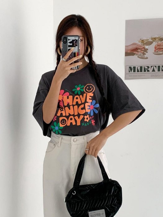 Forever Kids  正韓 彩色花朵寬鬆版 落肩休閒T【A55339】韓國代購