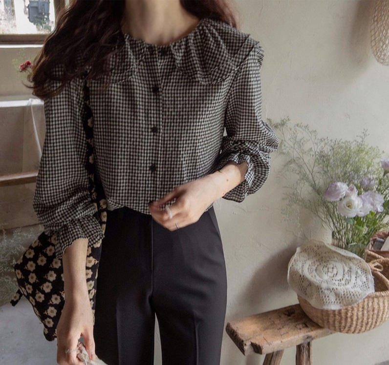 Forever Kids 正韓  經典氣質荷葉格紋襯衫【H60508】 