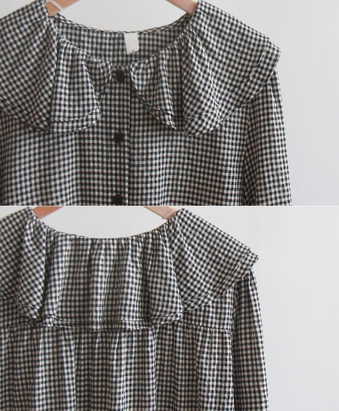 Forever Kids 正韓  經典氣質荷葉格紋襯衫【H60508】 