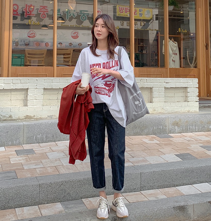 Forever Kids 正韓  不易退色深藍寬鬆 後鬆緊腰牛仔褲 號【H60502】