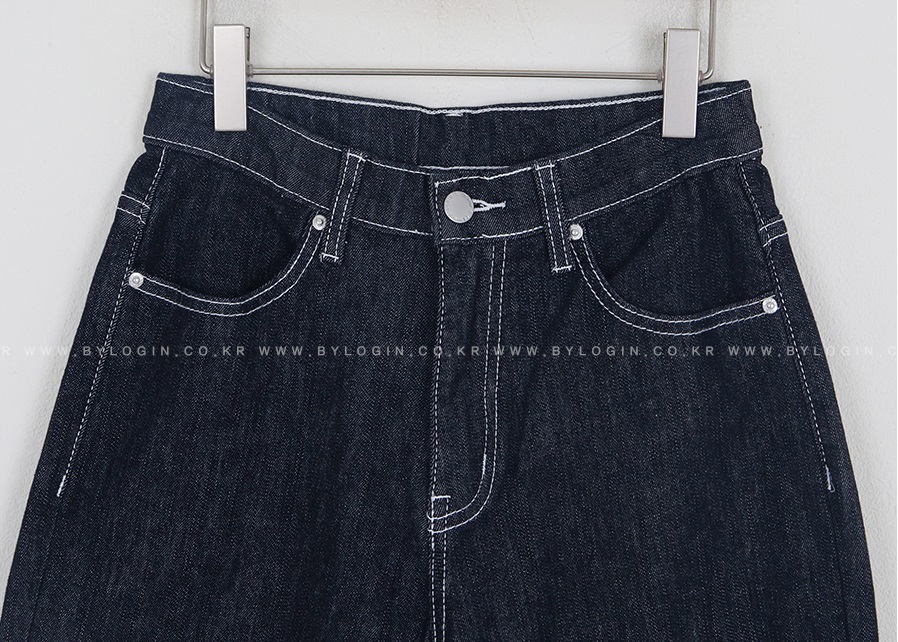 Forever Kids 正韓  不易退色深藍寬鬆 後鬆緊腰牛仔褲 號【H60502】