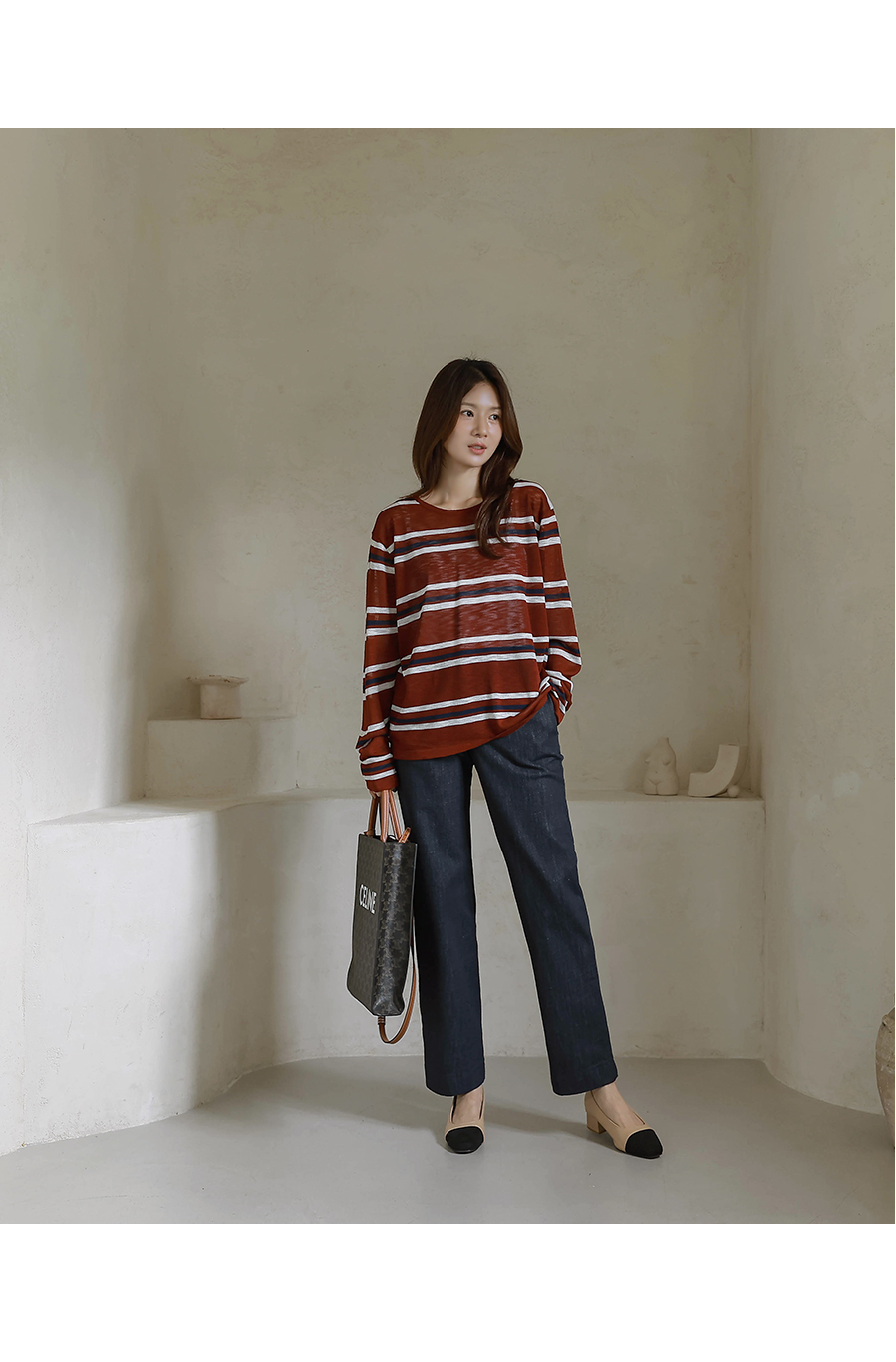 Forever Kids 正韓  配色條紋 後交叉設計針織上衣【H60503】 