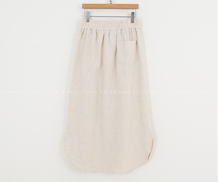 Forever Kids 正韓  亞麻鬆緊腰 休閒開岔長裙【H60506】 