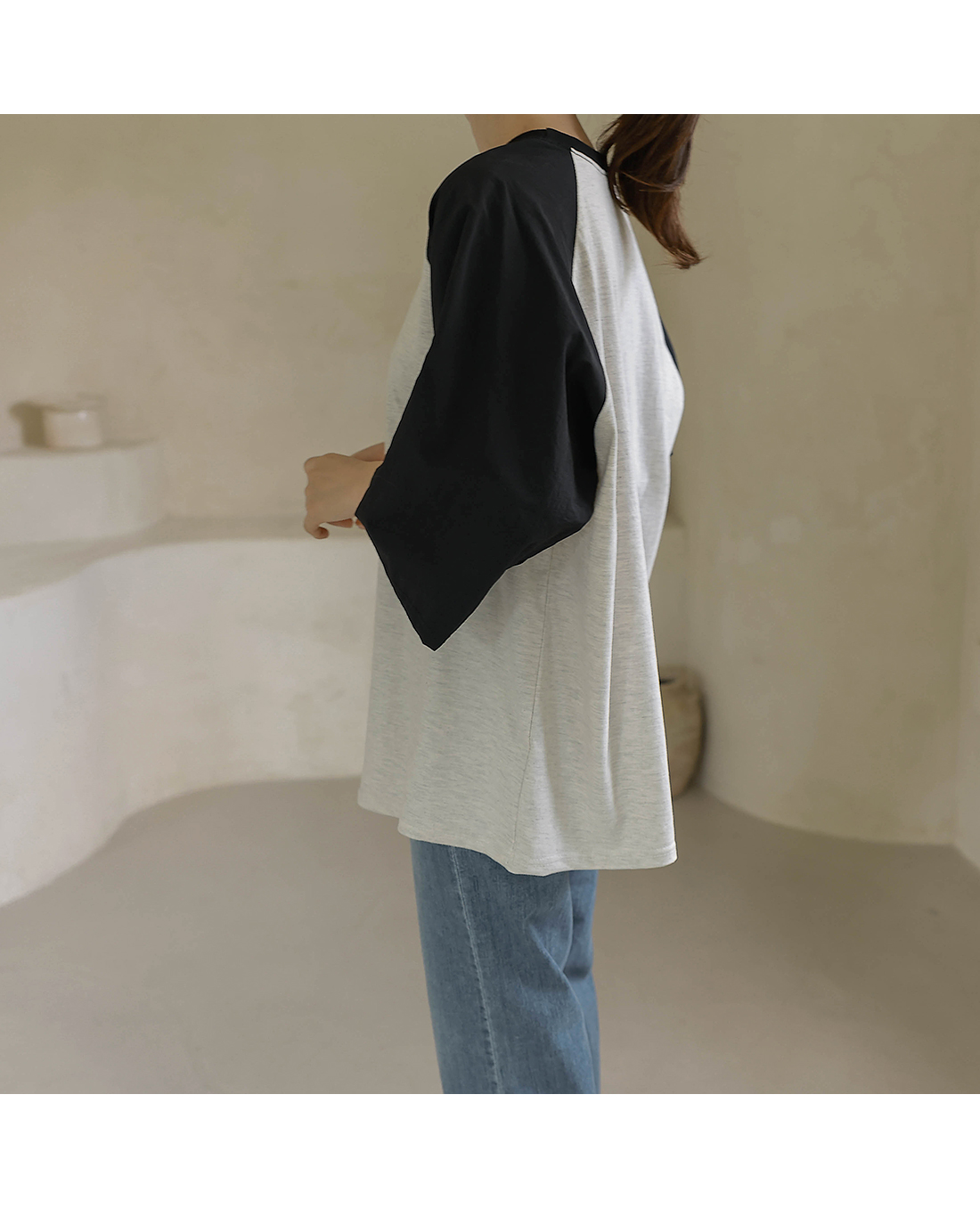 Forever Kids 正韓  配色寬鬆五分袖棉T【H60507】 