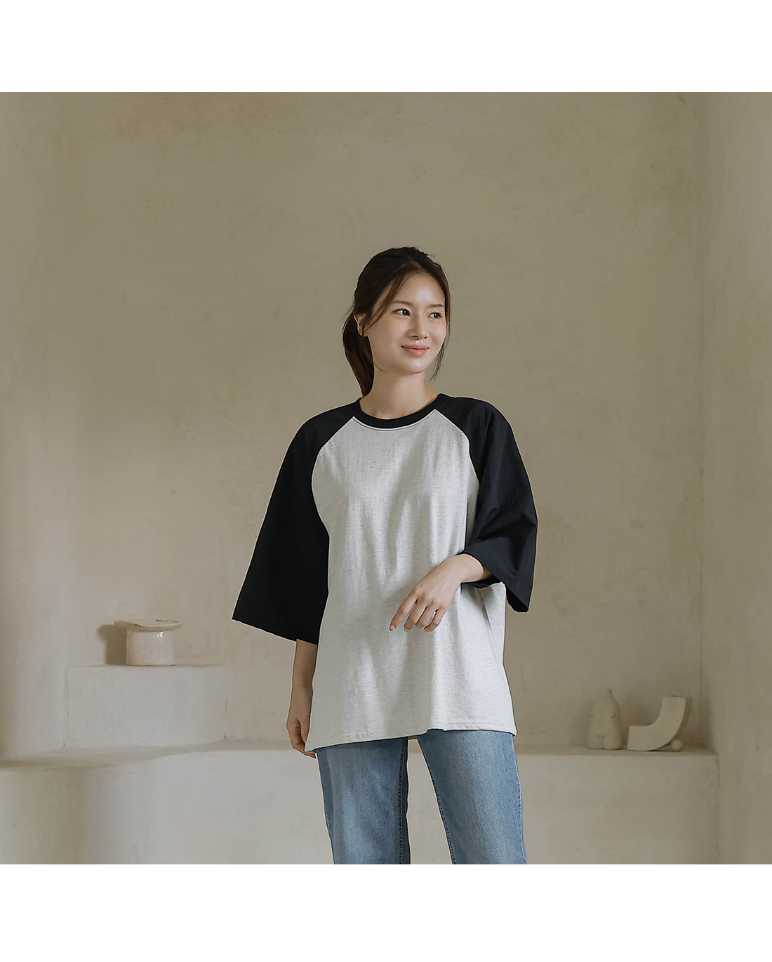 Forever Kids 正韓  配色寬鬆五分袖棉T【H60507】 