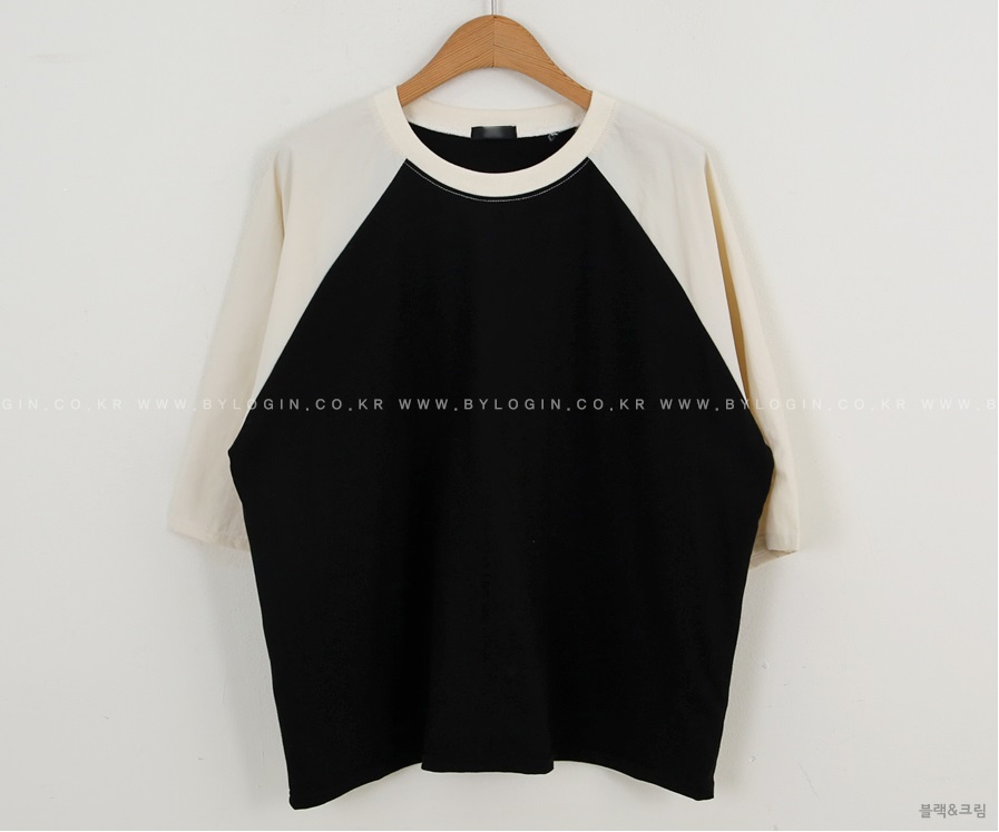 Forever Kids 正韓  配色寬鬆五分袖棉T【H60507】 