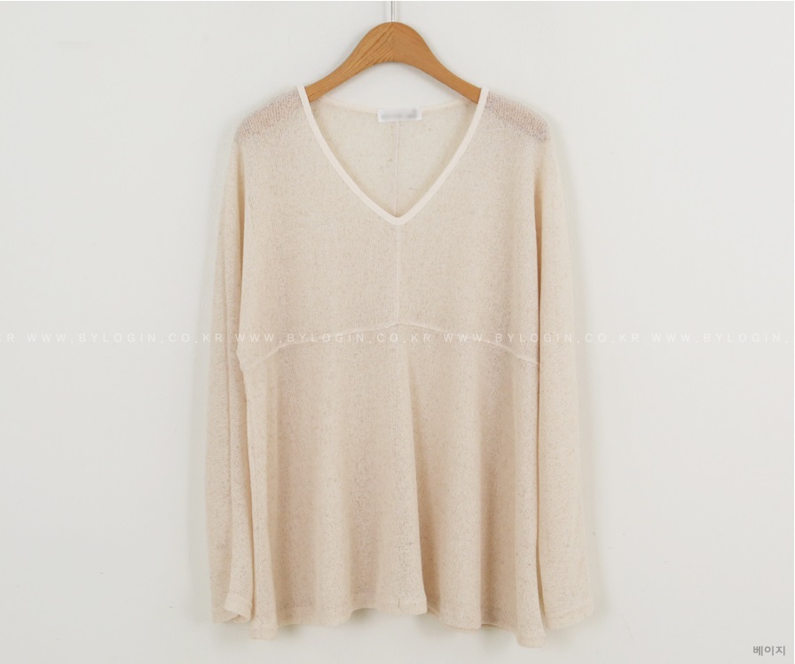 Forever Kids 正韓  亞麻鏤空 V 領針織衫【H60509】