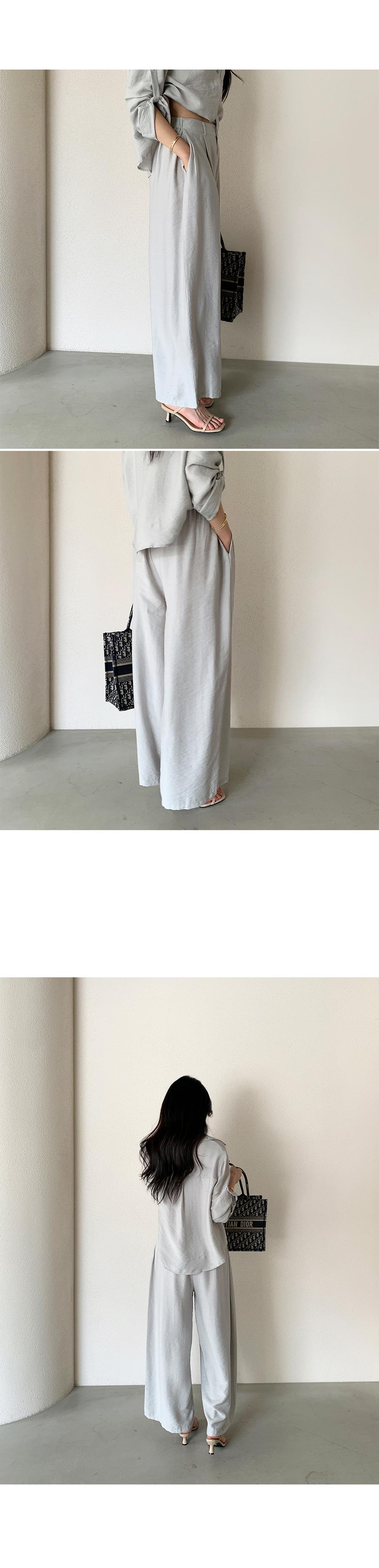 Forever Kids  正韓   一套!扭結設計感襯衫+寬褲 套裝垂墜顯瘦【T60603】 