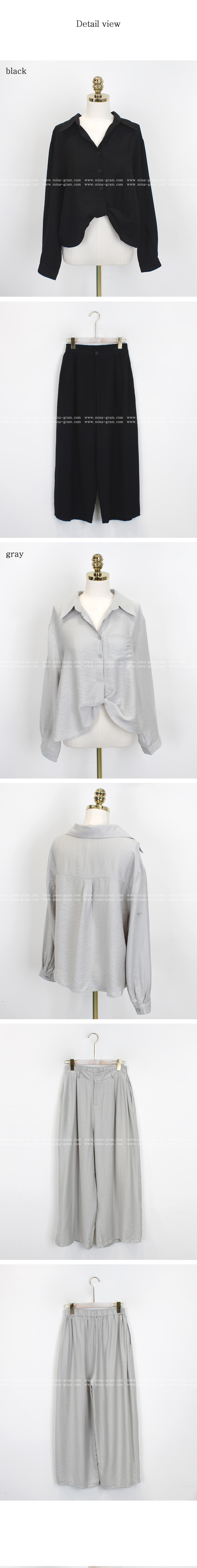 Forever Kids  正韓   一套!扭結設計感襯衫+寬褲 套裝垂墜顯瘦【T60603】 