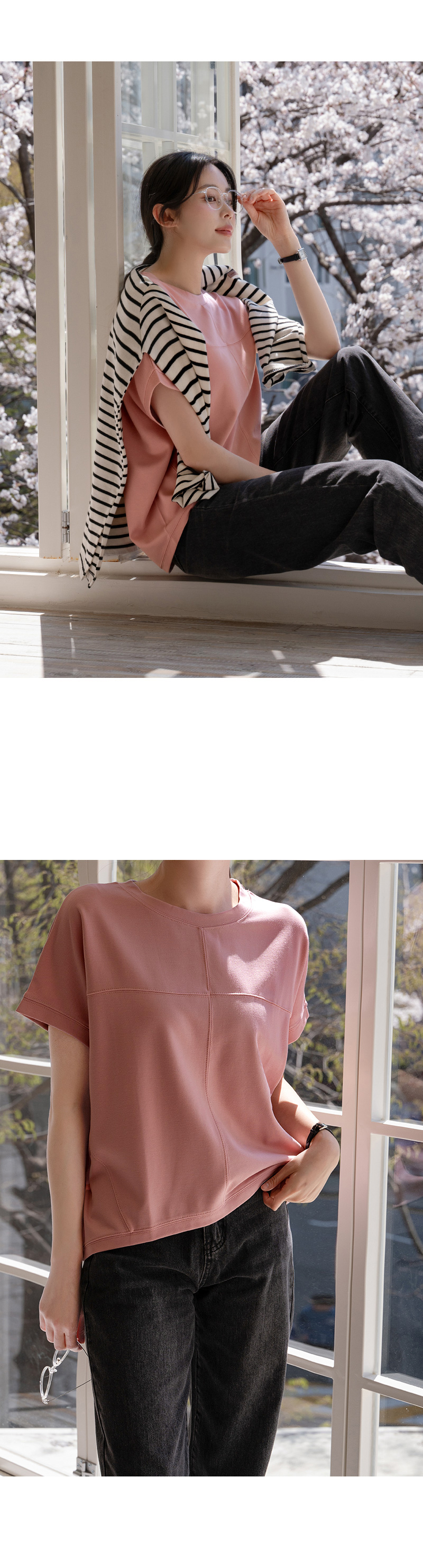 Forever Kids  正韓 輕盈涼爽柔軟彈性 簡約線條T上衣【S65349】