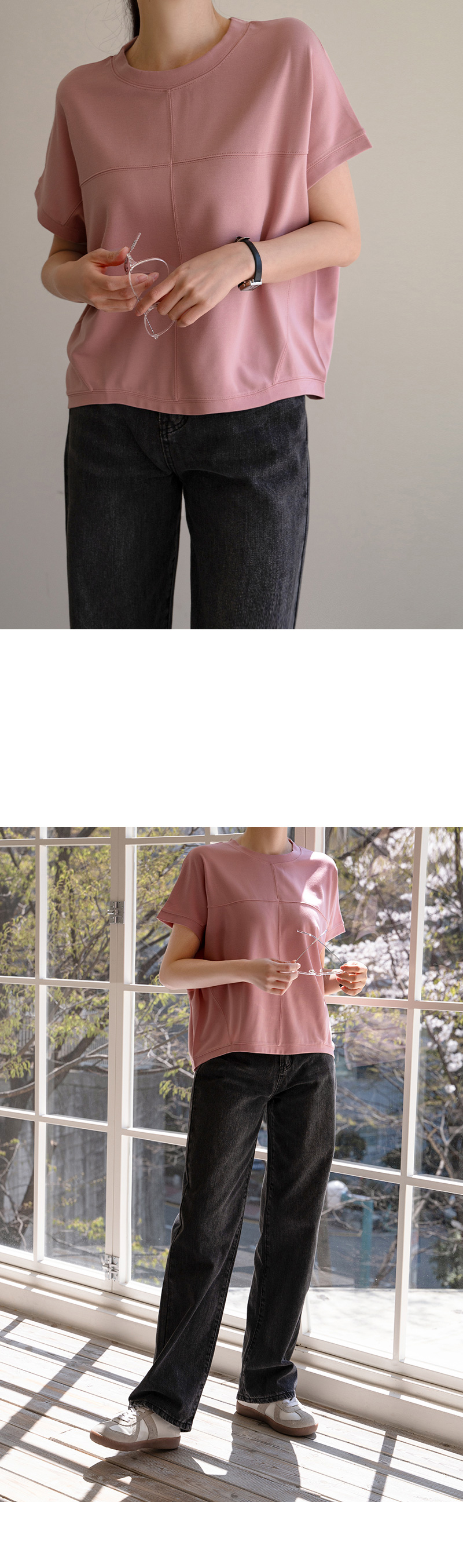 Forever Kids  正韓 輕盈涼爽柔軟彈性 簡約線條T上衣【S65349】