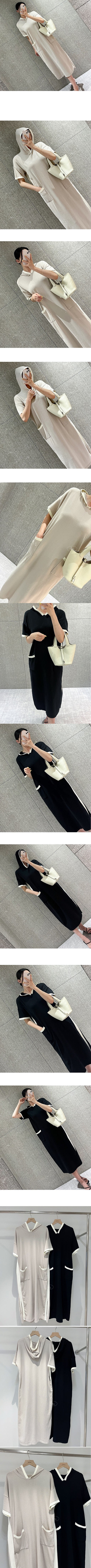 Forever Kids  正韓 休閒連帽寬鬆配色邊 長洋裝【CS6002】 