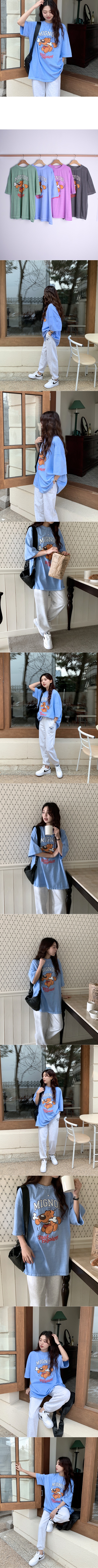 Forever Kids 正韓 俏皮小狗復古染色 寬鬆長版T【HA60210】韓國代購