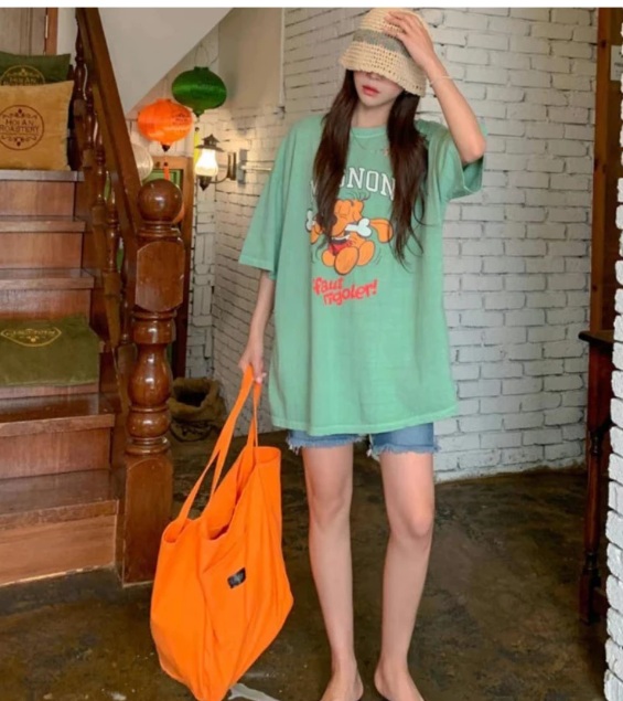 Forever Kids 正韓 俏皮小狗復古染色 寬鬆長版T【HA60210】韓國代購