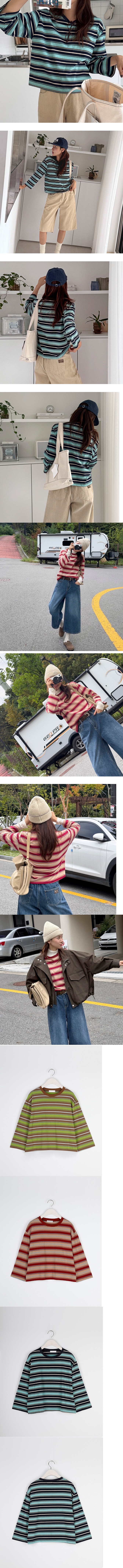 Forever Kids  正韓   日常和諧的色塊條紋 純棉T上衣【A60282】 