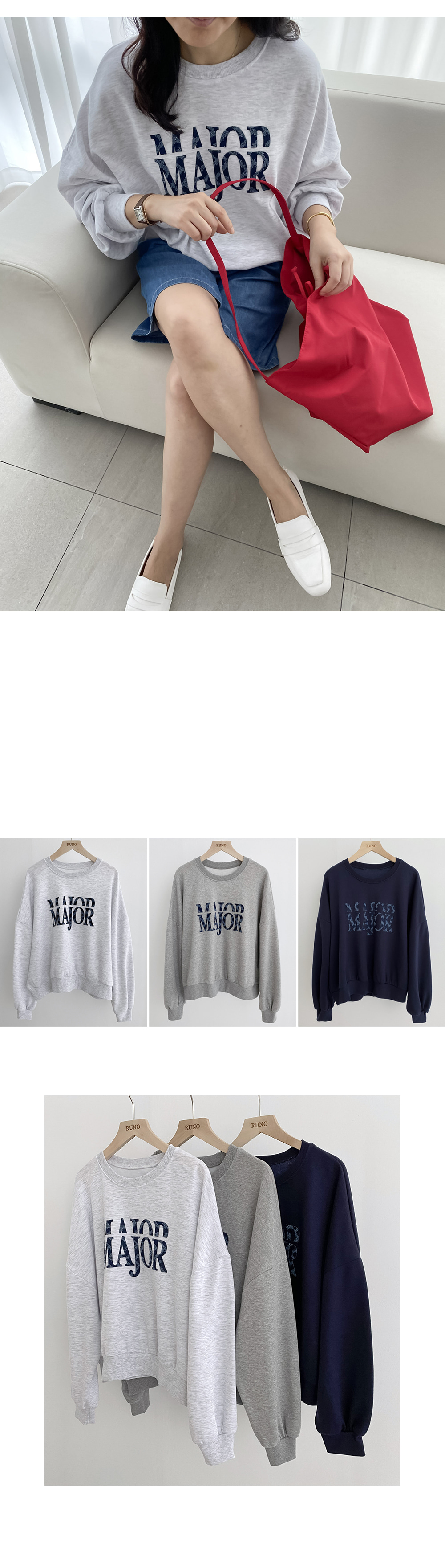 Forever Kids 正韓 寬鬆有型 牛仔布貼片字母 落肩T上衣【HA60291】韓國代購