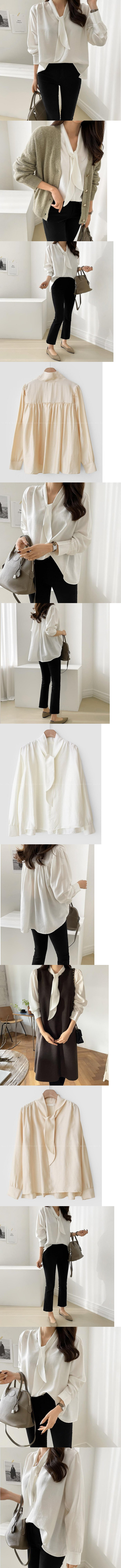 Forever Kids 現貨 正韓 柔軟氣質 層次領帶式襯衫【E52129】