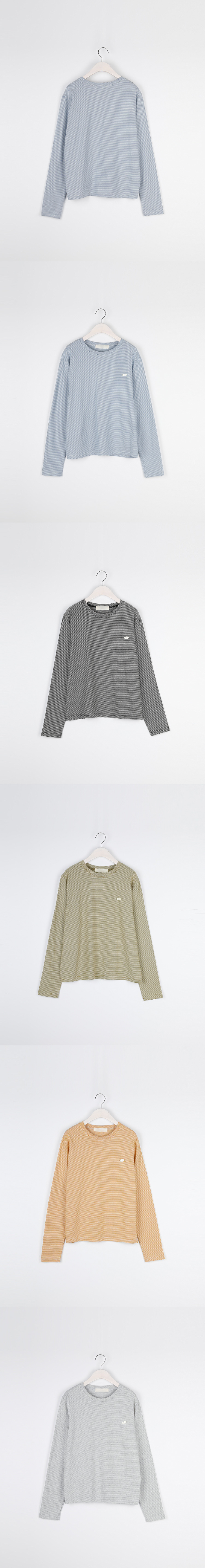 Forever Kids 正韓 柔和色細條紋純棉 金屬小標T長袖上衣【S62121】韓國代購