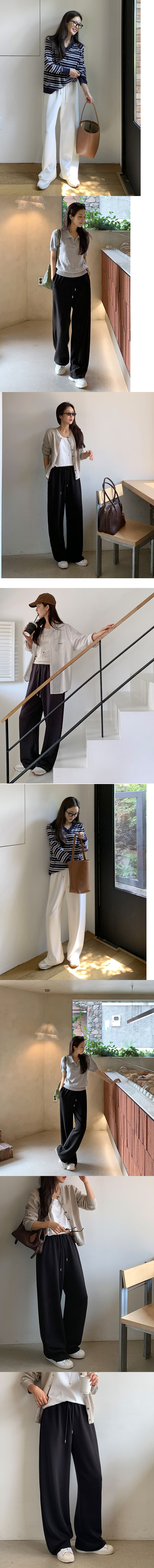 Forever Kids 正韓垂墜感好版型 抽繩皮革鬆緊腰褲頭 休閒褲 寬褲【S62125】韓國代購