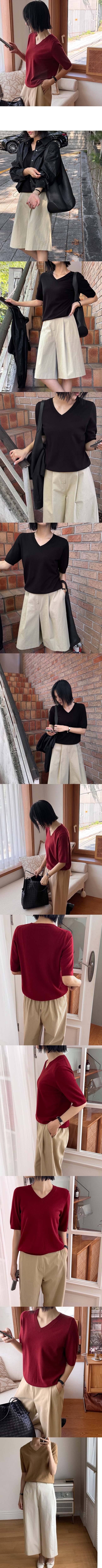 Forever Kids 正韓 柔軟的V領短袖針織上衣【S62126】韓國代購