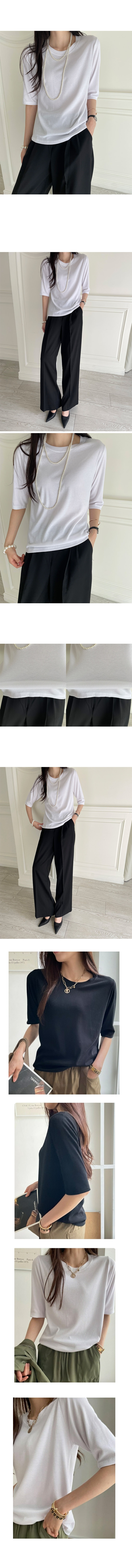 Forever Kids 正韓 很好的彈性 百搭螺紋五分袖T 大尺碼也可上衣【B62131】韓國代購