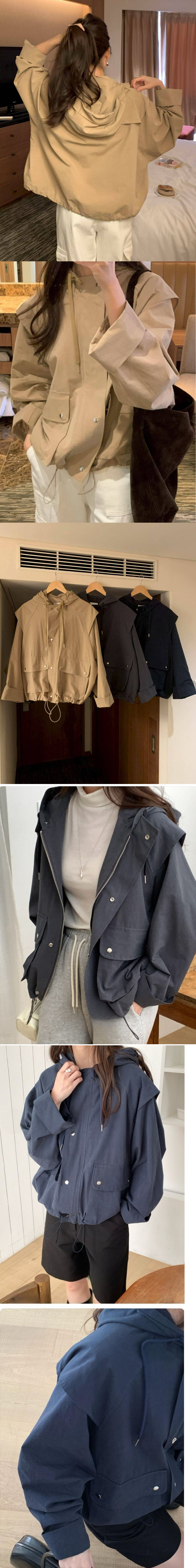 Foever Kids 正韓 經典可愛連帽風衣外套 口袋質感下抽繩【A62183】韓國代購