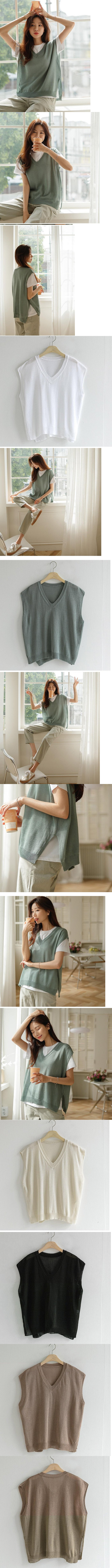 Forever Kids 現貨 正韓 V領側開岔 針織背心【D67601】韓國代購