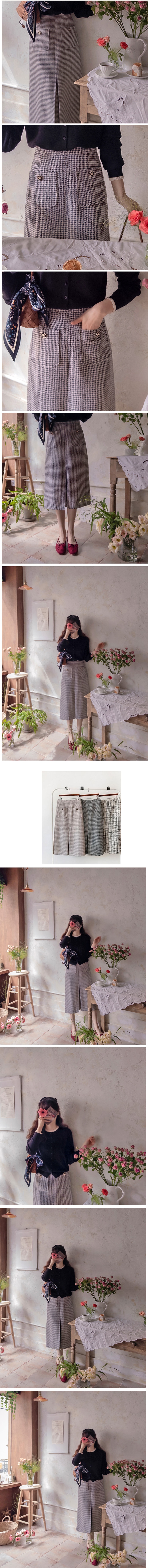 Forever Kids 正韓 雙口袋 下擺開岔格紋花呢 長裙【A621246】韓國代購