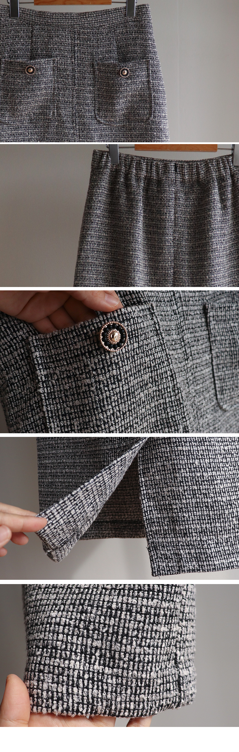 Forever Kids 正韓 雙口袋 下擺開岔格紋花呢 長裙【A621246】韓國代購