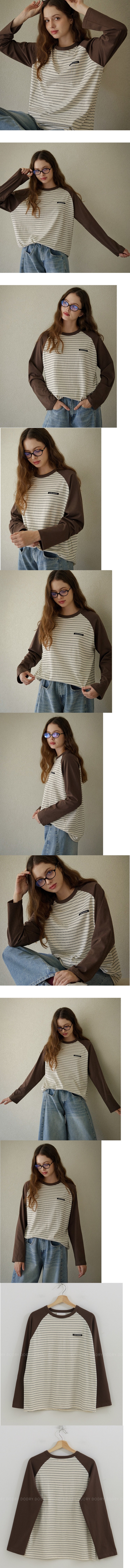 Forever Kids 正韓  配色條紋長袖棉T寬鬆版【A621276】 