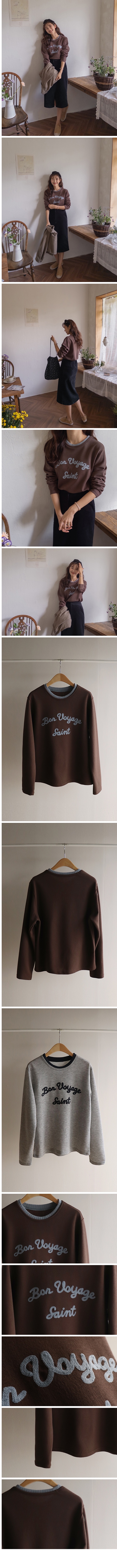 Forever Kids 正韓 好看 拼接配色領 刺繡字母長袖棉上衣【CE621282】韓國代購