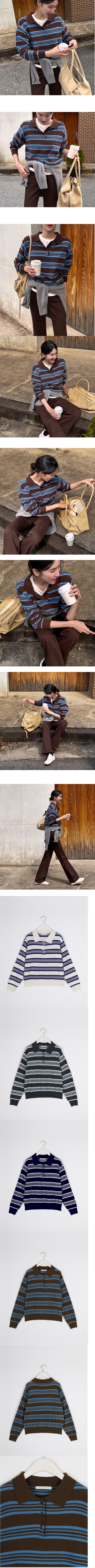 Forever Kids 正韓  柔軟精緻羊毛 翻領針織條紋上衣【A621612】 