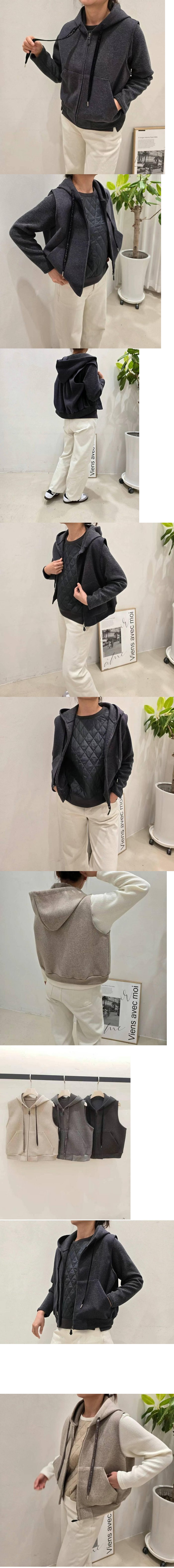 Forever Kids正韓 喜歡!自留挺版有厚度連帽 拉鍊背心【H62267】韓國代購