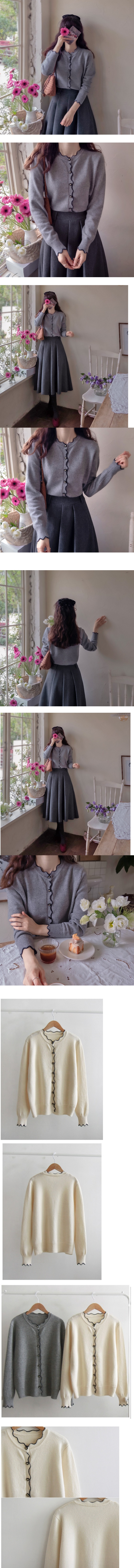 Forever Kids  正韓   可愛蝴蝶結鈕扣 波浪配色針織外套【R621417】 