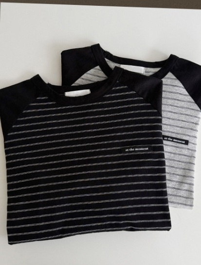 Forever Kids 正韓  配色條紋長袖棉T寬鬆版【A621276】 