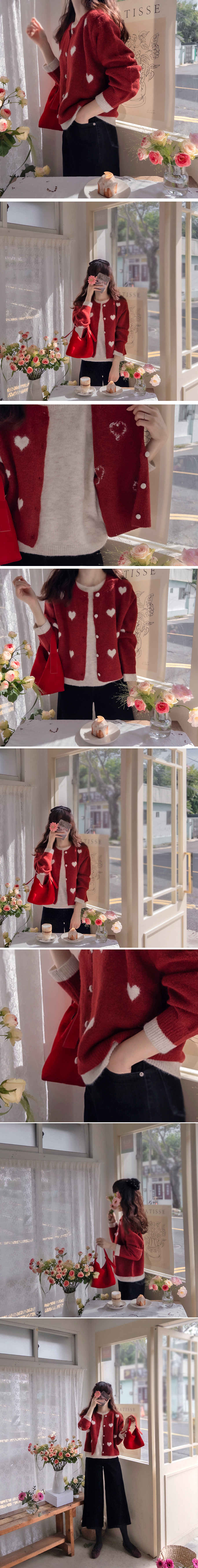 Forever Kids 正韓 一件就好看~注目愛心假兩件設計針織開襟外套 上衣【C62258】韓國代購