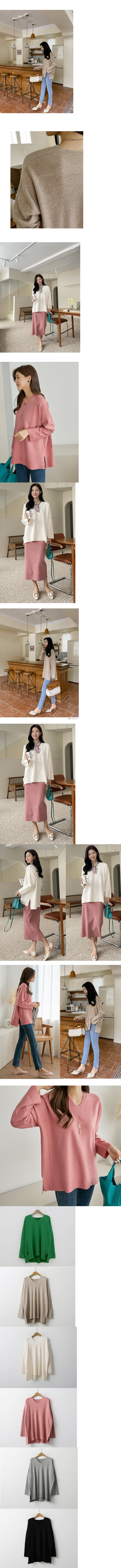 Forever Kids 正韓 好氣色版型V領落肩開岔上衣【A22608】