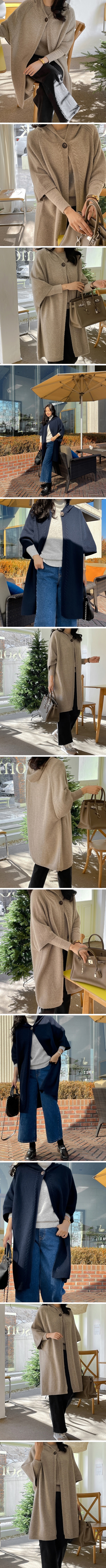 Forever Kids 正韓 單扣設計感 斗篷連帽五分袖針織大衣外套【C62267】韓國代購