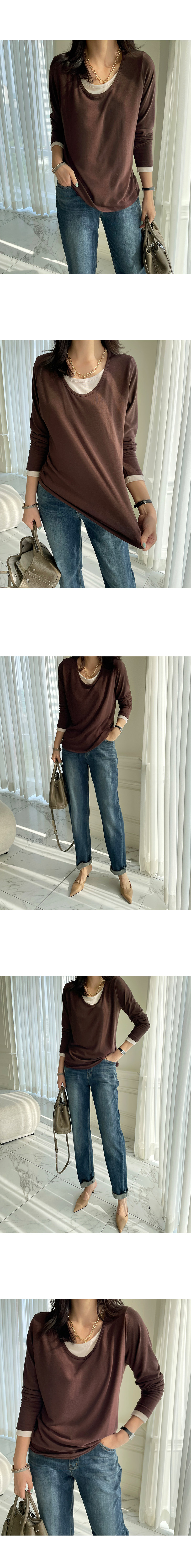 正韓 假兩件好彈性 層次顯瘦實穿T上衣【D622235】韓國代購