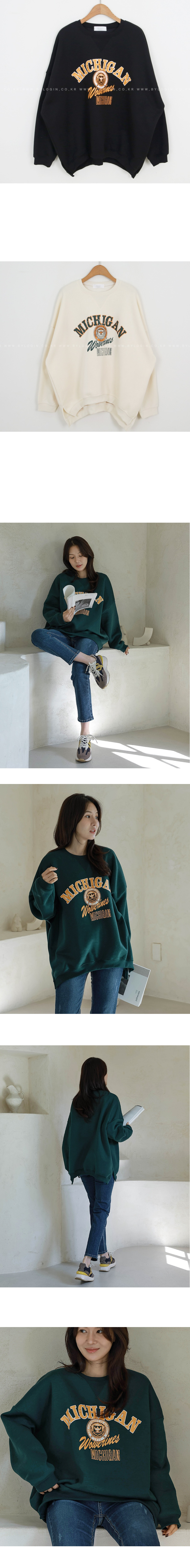 正韓 寬鬆印花內刷毛 下擺開岔T上衣【A622367】韓國代購