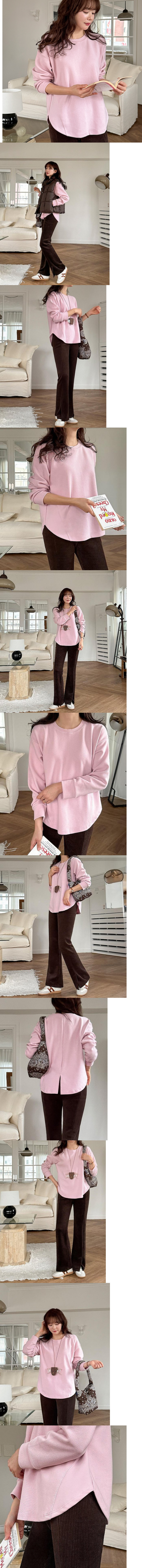 正韓 簡約背下開衩圓弧下擺棉Ｔ上衣【A622368】韓國代購