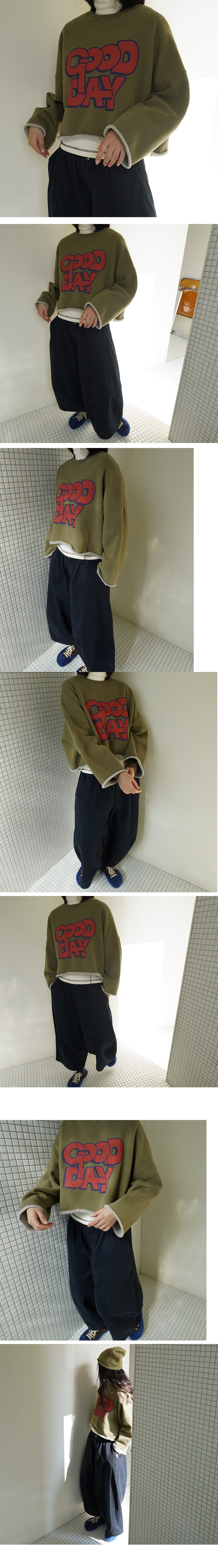   正韓 喜歡!溫暖休閒半短字母 落肩純棉內刷毛T【AB622368】韓國代購