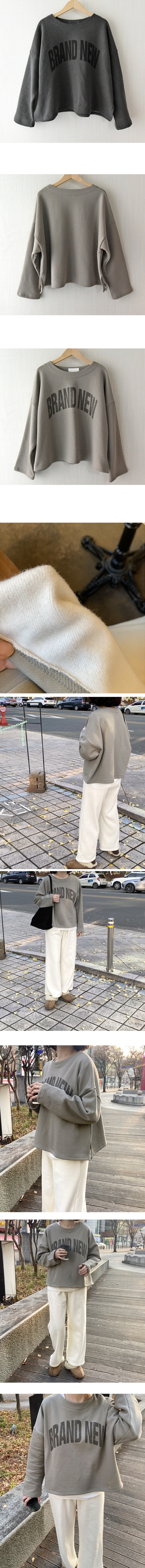 正韓 落肩字母內刷毛上衣t【AS236】韓國代購