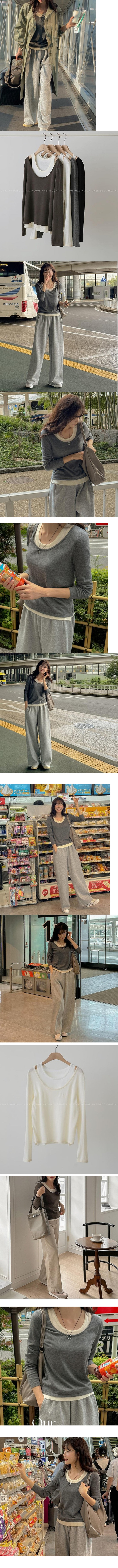  正韓 層次感拼接 彈性針織上衣【FS50356】韓國代購