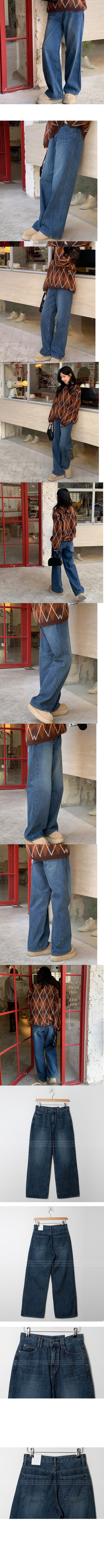 正韓 保暖磨毛絨內裡 寬鬆牛仔褲寬褲【A23236】 