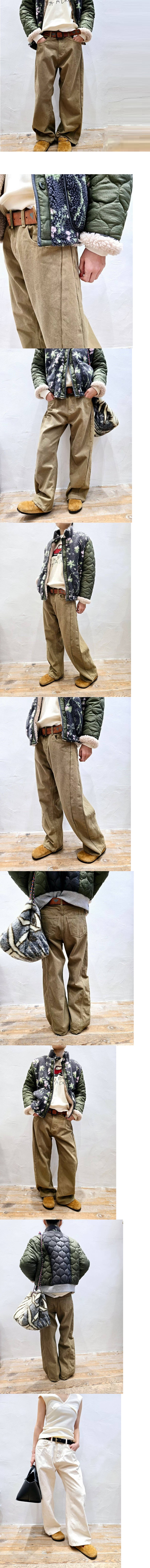 正韓 寬鬆版前車線內磨毛長 牛仔褲 米/白色【B323271】韓國代購