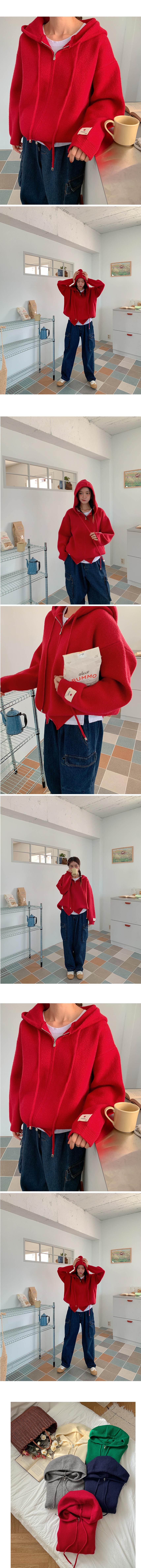  正韓 寬鬆連帽針織拉鍊外套心型袖貼【B323275】韓國代購