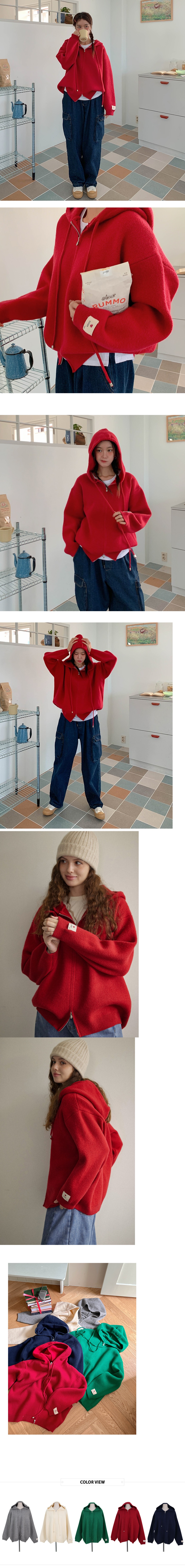  正韓 寬鬆連帽針織拉鍊外套心型袖貼【B323275】韓國代購