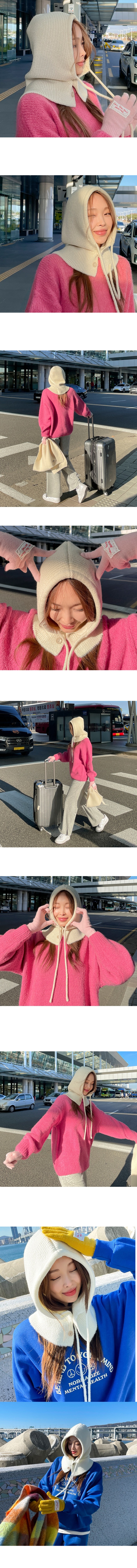 正韓 鈕扣無帽簷混羊毛巴拉克拉法帽【C623289】韓國代購