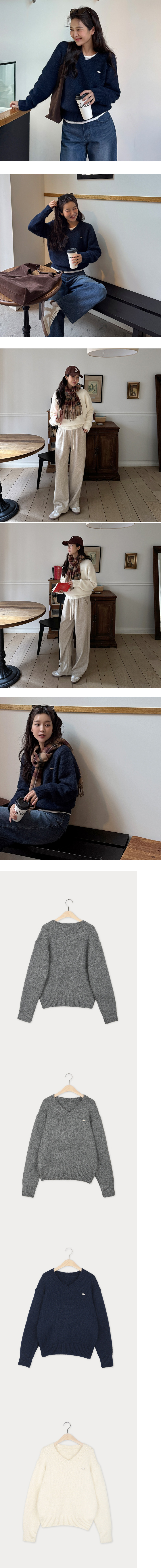  正韓 輕盈V領小吊墜針織上衣【B23349】韓國代購